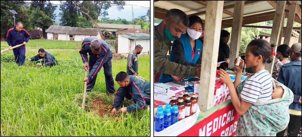 Tree plantation drives and free medical camp was carried out by the Assam Rifles in different parts of the state.